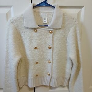 H & M BOUCLE DOUBLE BREASTED CARDIGAN SWEATER, XS, NWOT